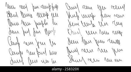Illegible fake decorative cursive script message. Handwritten ink ...