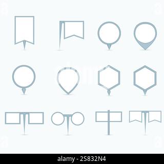 Set of navigational markers. Simple navigational markers Stock Vector