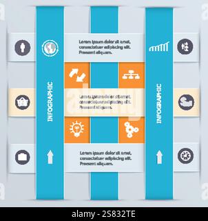 Infographic template with tabs. Business origami style with a icons. Modern design of infographics, presentations, reports, web design elements Stock Vector