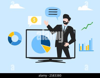Business vector illustration art networking with blue background Stock Vector