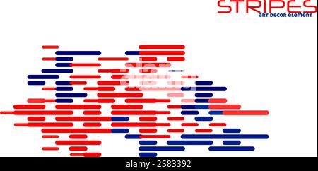 Abstract striped design element with red, regal blue and light salmon stripes. Vector graphics Stock Vector