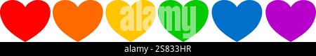 Rainbow heart icons Stock Vector