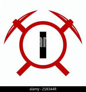 Initial Letter I Mining Logo Combine With Pickaxe Symbol Vector Template Stock Vector