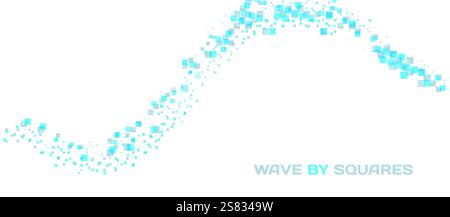 Abstract wave by overlapping blue and grey squares. Minimal vector graphics. CMYK colors Stock Vector