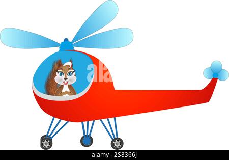 Squirrel flying on a helicopter. Stock Vector