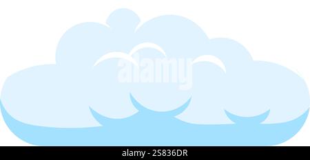 Simple vector illustration of a light blue cumulus cloud floating in a clear white sky, ideal for representing concepts related to weather, dreams, or Stock Vector