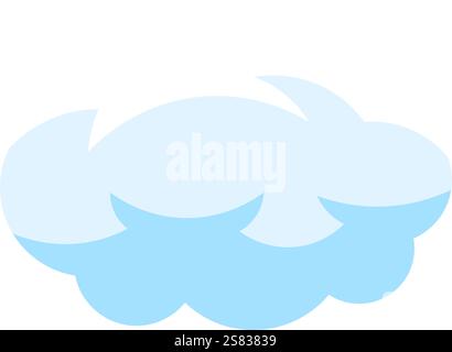 Minimalist vector illustration of a light blue cloud floating in a clear sky, simple icon representing good weather, meteorology and weather forecast Stock Vector