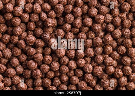 A breakfast cereal chocolate balls. Top view. Stock Photo