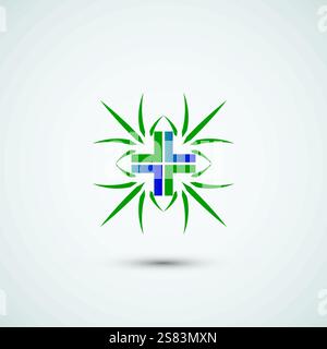 pharmacy herbs logo design template Stock Vector