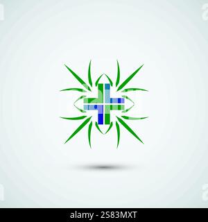 pharmacy herbs logo design template Stock Vector
