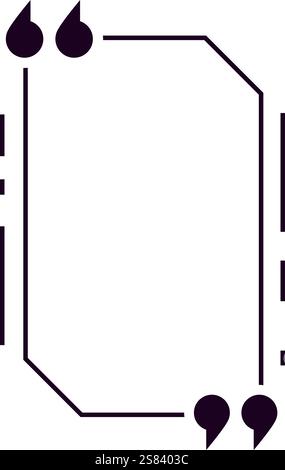 Black quotation marks are framing a blank space, inviting viewers to add their own text or message, creating a personalized and impactful statement Stock Vector