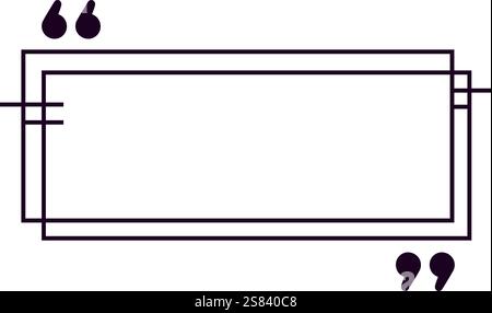Simple rectangular frame featuring double parallel lines and quotation marks, providing an elegant space for writing quotes or adding personalized Stock Vector