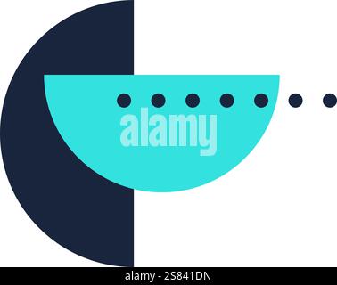 Modern, minimalist design showcasing a loading bar composed of dots and a semicircle, perfectly suited for concepts of technology and progress in a Stock Vector