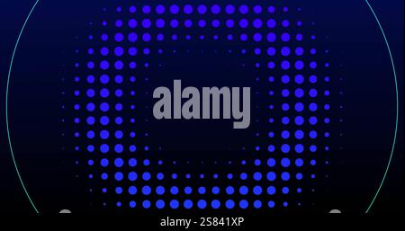 Glowing blue circle image over dark blue gradient background Stock Photo