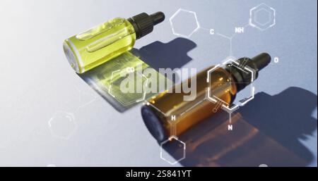 Image of chemical formula over vials Stock Photo