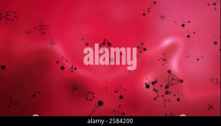 Molecular structures and chemical bonds image over red background Stock Photo