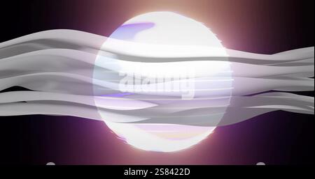 Image of white shapes moving over neon globe Stock Photo