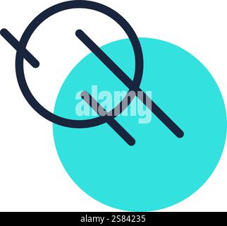 Simple graphic composition with a circle and two lines intersecting a turquoise circle, conveying a sense of balance and modernity, suitable for Stock Vector