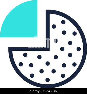 Modern vector illustration of a pie chart with a separated slice, representing market share, data analysis, or business performance, using a dotted Stock Vector