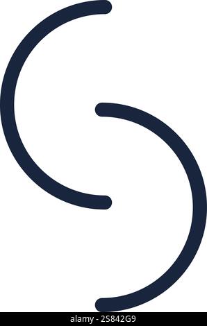 Two rounded parentheses forming the letter S create an abstract and minimalist design, offering versatility for various applications in modern brandin Stock Vector