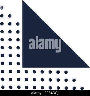 Minimalist graphic design featuring a large dark blue triangle partially obscuring a white background with evenly spaced dark blue dots, creating a Stock Vector