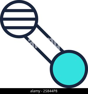 Minimalist representation of a chemical bond connecting two atoms, symbolizing a molecule and representing scientific concepts related to chemistry Stock Vector