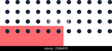 Coral and white background featuring a regular arrangement of dark blue dots creating a striking geometric pattern, suitable for various design applic Stock Vector
