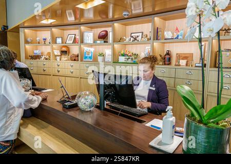 Barcelona,Spain,Poblenou,Avinguda Diagonal,Four Points by Sheraton hotel,interior,lobby,front desk,reception desk,staff,employee,guest,checking in,cus Stock Photo