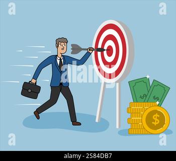 Illustration of business goal achievement, profit increase, business goal achievement Stock Vector
