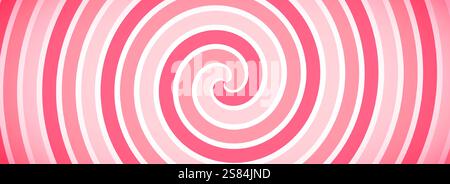 Candy color spiral background. Pink rotating swirl pattern wallpaper. Spinning vortex for banner, poster, flyer, booklet. Sweet cartoon comic hypnotic concept. Vector strawberry ice cream backdrop Stock Vector