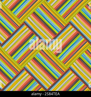 Seamless pattern with rhombus made of stripes and lines Stock Vector