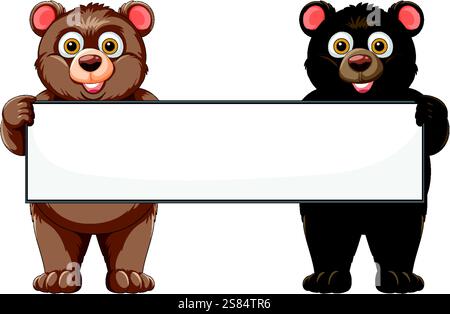 Two cartoon bears holding a blank wooden sign Stock Vector Image & Art ...