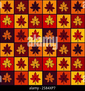 Geometric seamless pattern with autumn leaves vector illustration Stock Vector
