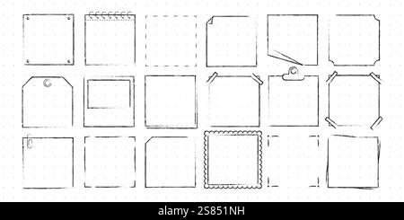 Set of Cute Hand drawn Doodle Banners and Ribbons isolated on white background for your Design. Bullet journal Ideas. Girly Stuff. Sticky Notes. Stock Vector