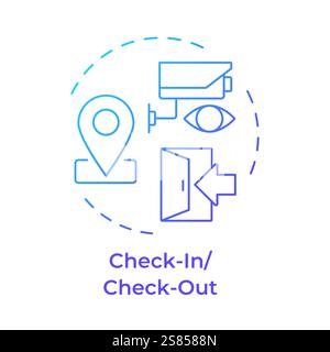 Check in and check out blue gradient concept icon Stock Vector