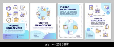 Visitors access management blue gradient brochure template Stock Vector