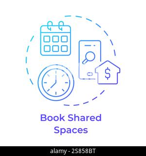 Book shared spaces blue gradient concept icon Stock Vector