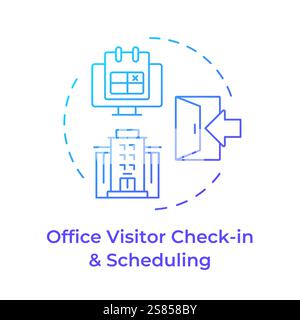Office visitor check in and scheduling blue gradient concept icon Stock Vector