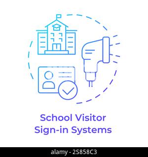 School visitor sign in systems blue gradient concept icon Stock Vector