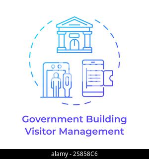 Government building visitor management blue gradient concept icon Stock Vector