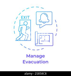 Manage evacuation blue gradient concept icon Stock Vector
