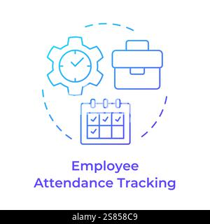 Employee attendance tracking blue gradient concept icon Stock Vector