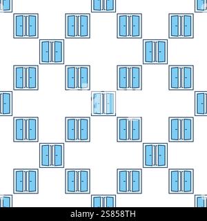 Clean and Simple Glass Window vector concept blue seamless pattern Stock Vector
