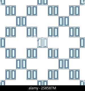 Clear Opened Window vector concept blue seamless pattern Stock Vector