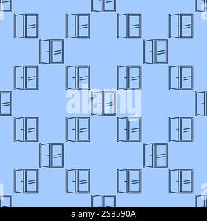 Vector Apartment Window concept linear seamless pattern Stock Vector