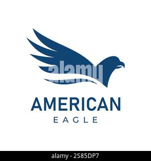 Simple Minimalist Eagle Silhouette Logo for Sport Technology or Business Icon Vector Illustration Stock Vector