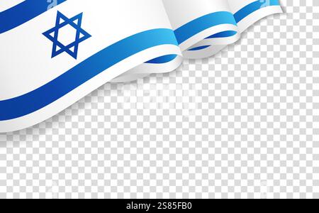 Israel 3d flag isolated on transparent background. Greeting card for the Independence Day of Israel. Banner illustration with vector realistic flag Stock Vector