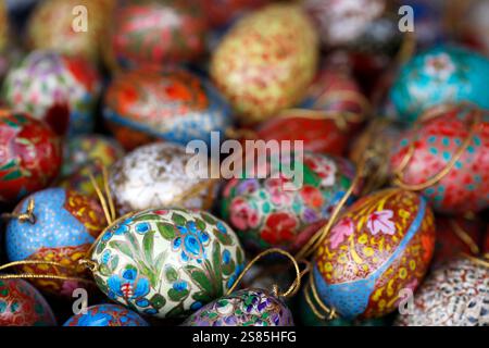 Colorful and painted Easter eggs in traditional Easter market, Vienna, Austria Stock Photo