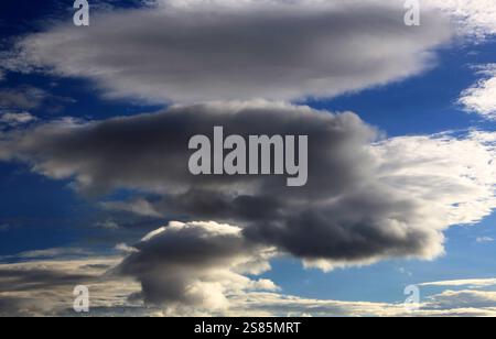 Lenticular cloud formations, Sutherland, Highlands, Scotland, United Kingdom Stock Photo