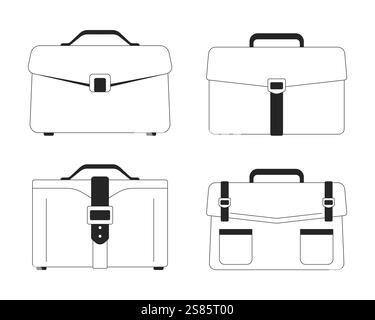Four briefcases for professionals black and white 2D line objects set Stock Vector